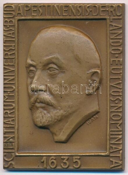 Iván István (1905-1968) 1960. 'Az Eötvös Lóránd Tudományegyetem 325 éves Jubileuma' egyoldalas Br emlékplakett (55x40mm) T:1- kis patina