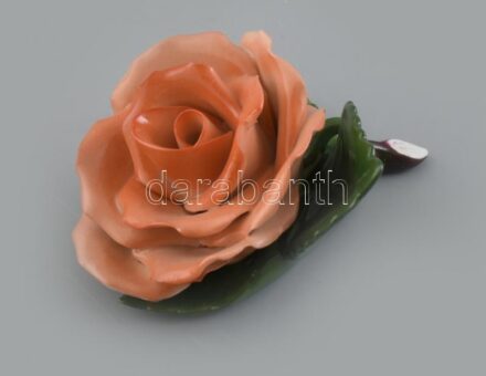 Herendi porcelán rózsa. Kézzel festett, jelzett, hibátlan. 7,5x7 cm