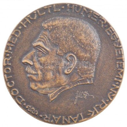 1915. 'Dr. Hültl Hümér egyetemi ny.r.k. tanár' kétoldalas Br emlékérem (63mm) T:1- ph