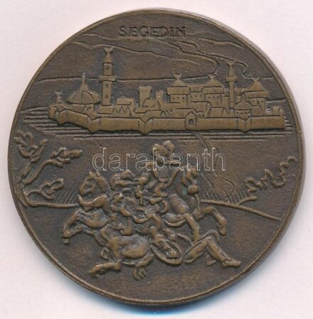 DN 'Segedin (Szeged)' egyoldalas Br emlékérem (53mm) T:2 patina