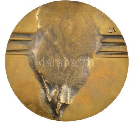 Lapis András (1942-) DN 'Absztrakt felvonás' egyoldalas Br plakett (118mm) T:1- kis patina