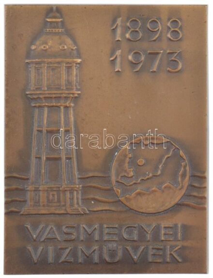1973. 'Vas megyei Vízművek' egyoldalas Br plakett (60x80mm) T:1-,2