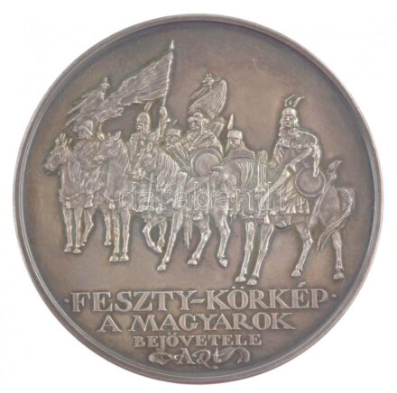 1996. 'Nemzeti Történeti Emlékpark Ópusztaszer / Feszty-körkép A magyarok bejövetele' ezüstözött fém emlékérem műanyag dísztokban (42,5mm) T:1 patina