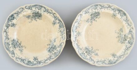 Villeroy & Boch virágmintás tányér, 2 db, jelzett, lepattanással, kopásnyomokkal, d: 25 cm
