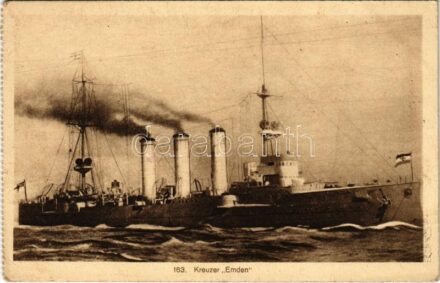1915 Kreuzer 'Emden' / WWI German Navy (Kaiserliche Marine), SMS Emden Dresden class light cruiser + 'SM SCHIFF BELLONA ZENSURIERT' (EK)