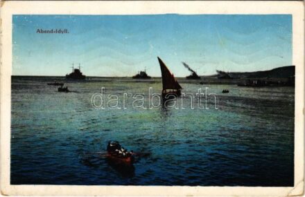 1914 Abend-Idyll / WWI Austro-Hungarian Navy, K.u.K. Kriegsmarine battleships. G.C. Pola 1912/13. + 'K.U.K. MATROSENKORPS' (EK)