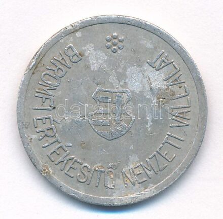 1945-1949. 'Baromfi Értékesítő Nemzeti Vállalat' Al bárca '1' névértékkel, 'C' és 'K' beütővel (23mm) T:2,2-