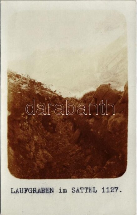 Laufgraben im Sattel 1127m / WWI Austro-Hungarian K.u.K. military, running trench system in the mountains. photo