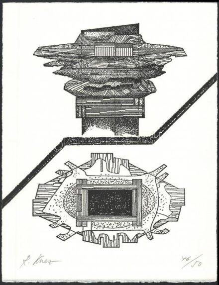 Radivoje Knez (1923-1992): Hommage a Pátkay. Szitanyomat, papír, jelzett, számozott (46/50), 32,5×25 cm