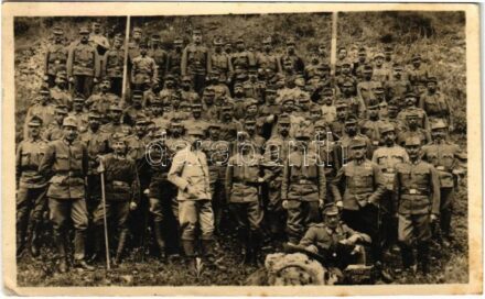 1918 WWI Austro-Hungarian K.u.K. military, group of soldiers. photo + 'K.u.K. Telegraphenbaukompagnie Nr. 9.' (EK)