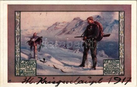 1917 Sieg oder Tod im Alpenrot! K. K. Landesschützenregiment Trient Nr. 1. Deutsche Schulverein / WWI Austro-Hungarian K.u.K. military art postcard, mountain troops, soldier's grave