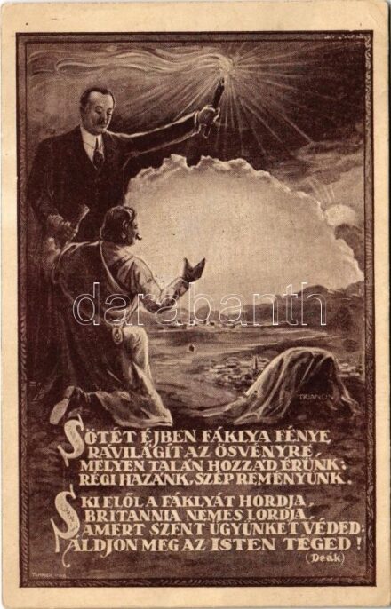 1928 Sötét éjben fáklya fénye... Magyar Művészeti Vállalat kiadása / Hungarian irredenta propaganda, Trianon s: Tammer (EK)