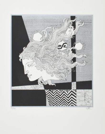 Szász Endre (1926-2003): Női arc (Emese). Szitanyomat, papír, számozott (86/100), jelzett, 40×35,5 cm