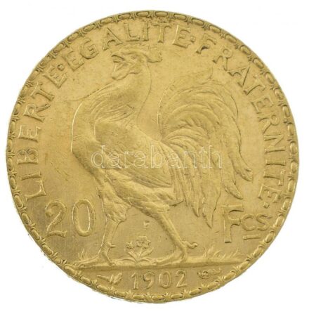 Franciaország 1902. 20Fr Au (6,46g/0.900) T:2 France 1902. 20 Francs Au (6,46g/0.900) C:XF Krause KM#847