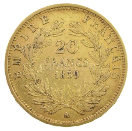 Franciaország / Második Császárság 1859A 20Fr Au 'III. Napóleon' (6,42g/0.900) T:2,2- France / Second Empire 1859A 20 Francs Au 'Napoleon III' (6,42g/0.900) C:XF,VF Krause KM# 781.1