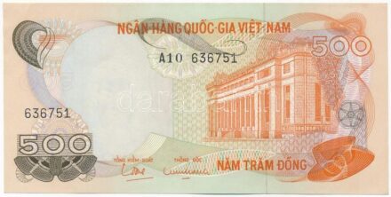 Dél-Vietnám 1970. 500D 'A10 636751' T:III szép papír South Vietnam 1970. 500 Dong 'A10 636751' C:F nice paper Krause P#28