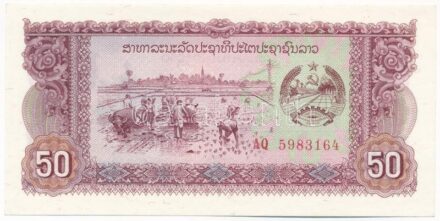 Laosz DN (1979-1988) 50K 'AQ 5983164' T:I- Laos ND (1979-1988) 50 Kip 'AQ 5983164' C:AU Krause P#29