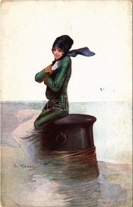 Lady art postcard. artist signed (EK)