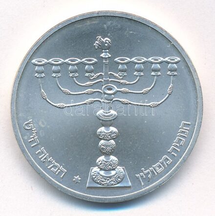 Izrael 1981. 1Sh Ag 'Hanuka - Lengyel menóra' forgalomba nem került emlék kiadás T:1- patina Israel 1981. 1 Sheqel Ag 'Hanukkah - Polish Lamp' non-circulating commemorative coin C:AU patina Krause KM#116