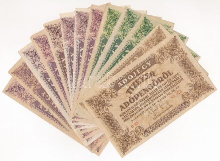 1946. 10.000AP (2x) + 50.000AP (3x) sorszámos és sorszám nélküli + 100.000AP (8x) sorszámos és sorszám néküli T:III