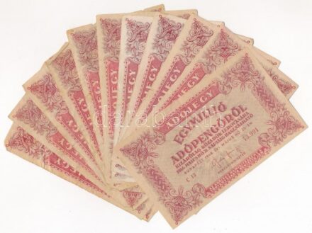 1946. 1.000.000AP (11xklf), sorszámos és sorszám nélküli, fordított és normál címerrel T:III,III- közte szakadás, folt is