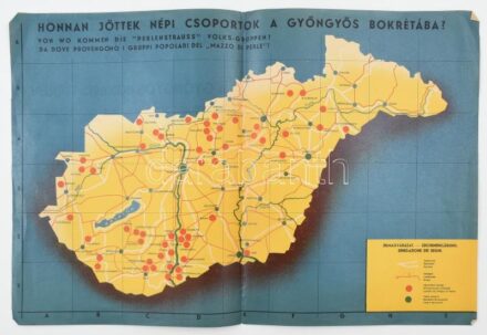 1940 A Gyöngyösbokréta térképe. Honnan jöttek népi csoportok a Gyöngyösbokrétába? Bp. Székesfőváros Idegenforgalmi Hivatala. Hajtva, 46,5x31 cm