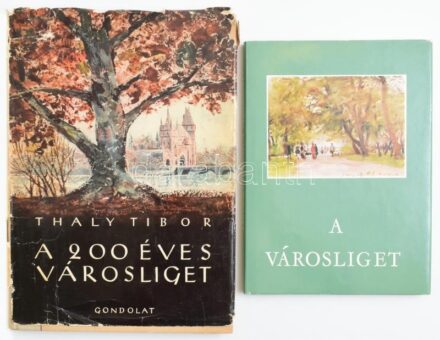 Thaly Tibor: A 200 éves Városliget. Bp. 1958. Gondolat. Kiadói kartonált papírkötésben, kiadói papír védőborítóval + Pereházy Károly: A Városliget. Diósy Antal akvarelljeivel. Bp. 1978, Képzőművészeti Alap. Kiadói