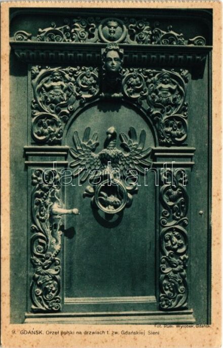Gdansk, Danzig; Orzel polski na drzwiach t. zw. Gdanskiej Sieni / palace door (fl)