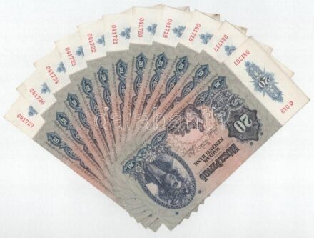 1941. 20P (12x) sorszámkövetők, egyugrású és közeli sorszámokkal 'C 049 - 041707' T:I-, 1db II közte kis fo. Adamo P12