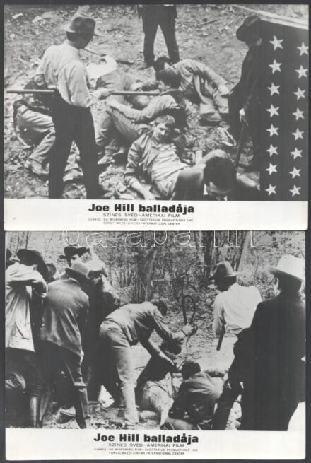 1971 ,,Joe Hill balladája' című svéd - amerikai film jelenetei és szereplői, 13 db vintage produkciós filmfotó, ezüst zselatinos fotópapíron, kisebb - a használatból eredő - hibákkal,18x24 cm