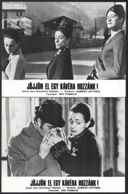 1970 ,,Jöjjön el egy kávéra hozzánk' című olasz filmbohózat jelenetei és szereplői, 13 db vintage produkciós filmfotó, ezüst zselatinos fotópapíron, kisebb - a használatból eredő - hibákkal,18x24 cm