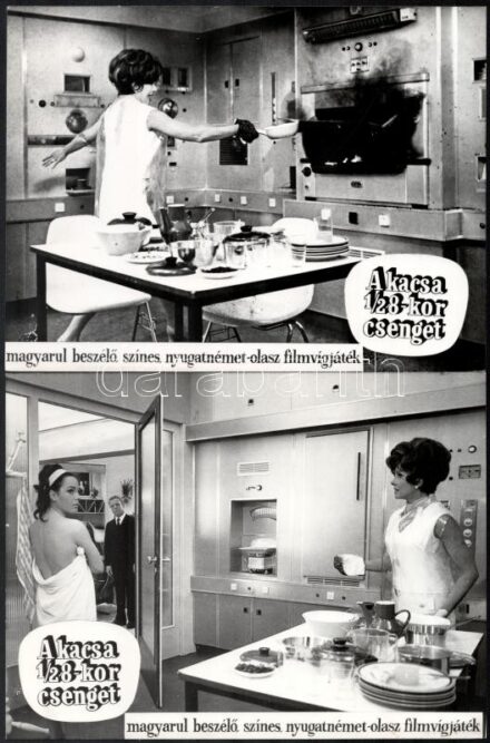 1968 ,,A kacsa 1/2 8-kor csenget' című nyugatnémet - olasz film jelenetei és szereplői, 13 db vintage produkciós filmfotó, ezüst zselatinos fotópapíron, kisebb - a használatból eredő - hibákkal,18x24 cm