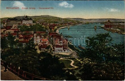 1919 Budapest I. Dunai látkép, Királyi vár, Tabán, Lánchíd (EK)
