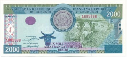 Burundi 2001. 2000Fr 'A 685588' T:I- Burundi 2001. 2000 Francs 'A 685588' C:AU Krause P#41