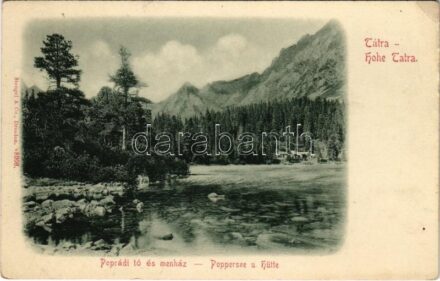 Tátra, Vysoké Tatry; Poprádi tó és menház / Popradske pleso, chata / lake and rest house (EK)