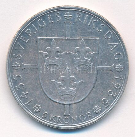 Svédország 1935G 5K Ag '500 éves a Riksdag' T:2 Sweden 1935G 5 Kronor Ag '500th Anniversary of Riksdag' C:XF Krause KM#806