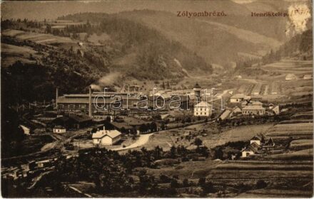 Zólyombrézó, Podbrezová; vasgyár, Henriktelep / iron works, factory (ragasztónyom / gluemark)