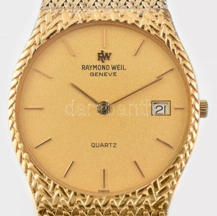 Raymond Weil 18K aranyozott óra, kvarc, működik, jelzett, aranyozott fém szíja enyhén kopottas, üveglap szép állapotban, d: 30 mm