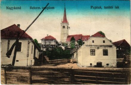 1940 Nagykend, Chendu Mare, Kend; Papilak és tanítói lak, Református elemi népiskola, templom / Calvinist school, houses of the teacher and priest (Rb)