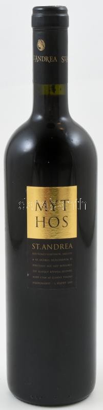 2002 St Andrea Mythos Egri Merlot, készült 1060 palackban, bontatlan palack száraz vörösbor, szakszerűen tárolt, 14%, 0,75 l.