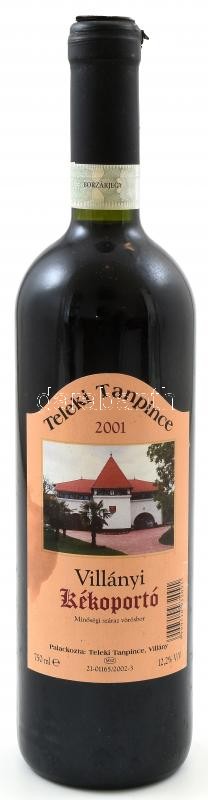 2001 Teleki Tanpince Villányi Kékoportó, bontatlan palack száraz vörösbor, szakszerűen tárolt, 12.2%, 0,75 l.