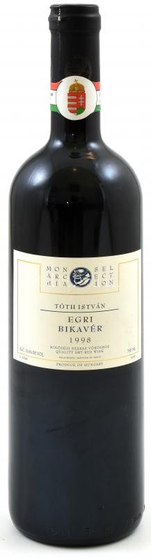 1998 Monarchia Selection Tóth István Egri Bikavér, bontatlan palack száraz vörösbor, szakszerűen tárolt, 13%, 0,75 l.