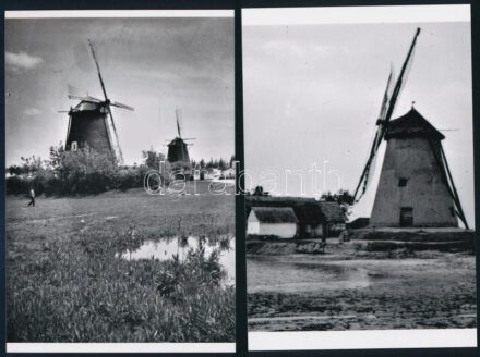 cca 1939 Szélmalmok az Alföldön, Kerny István budapesti fotóművész hagyatékából 2 db mai nagyítás, 15x10 cm / windmills, 2 modern copies of vintage photos