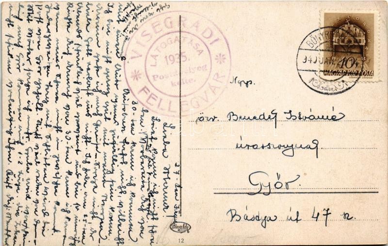 1940 Visegrád, hajóállomás + 'Visegrádi Fellegvár Látogatása 1935. Postabélyeg kelte' (EK) - Image 2