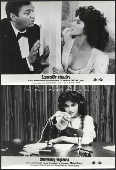 cca 1985 ,,Szenvedély végszóra' című francia film jelenetei és szereplői, 6 db vintage produkciós filmfotó, ezüst zselatinos fotópapíron, 18x24 cm