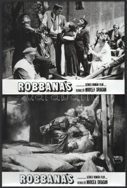 1973 ,,Robbanás' című román film jelenetei és szereplői, 13 db vintage produkciós filmfotó, ezüst zselatinos fotópapíron, 18x24 cm