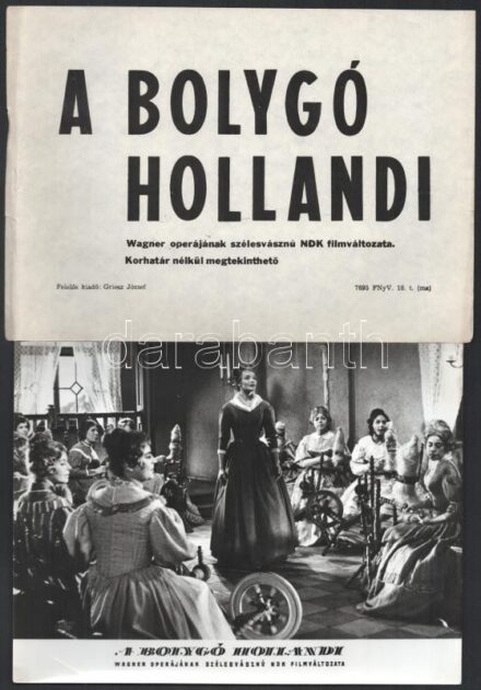 1964 ,,A bolygó hollandi' című NDK film jelenetei és szereplői, 8 db vintage produkciós filmfotó, ezüst zselatinos fotópapíron, + hozzáadva egy szöveges kisplakát, 18x24 cm