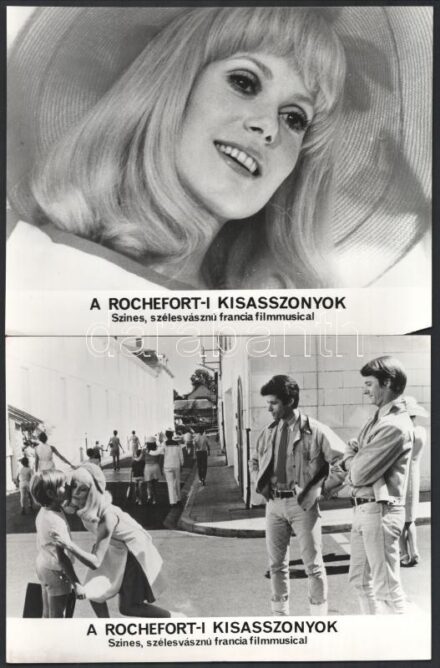 1967 ,,A Rochefort-i kisasszonyok' című francia filmmusical jelenetei és szereplői, 13 db vintage produkciós filmfotó, ezüst zselatinos fotópapíron, 18x24 cm