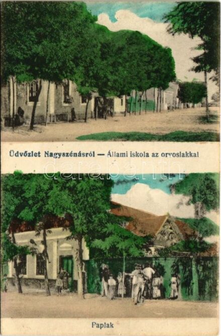 Nagyszénás, állami iskola, orvoslak, paplak
