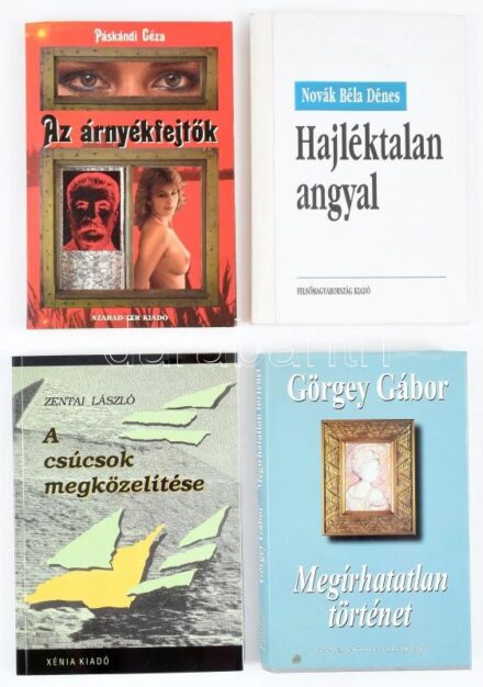 4 db könyv (közte 3 dedikált): Zentai László: A csúcsok megközelítése. Bp., 1995, Xénia. A szerző által DEDIKÁLT. Kijáró címlappal. + Páskándi Géza: Az árnyékfejtők. Bp., 1988, Szabad-Tér. A szerző által DEDIKÁLT. + Novák
